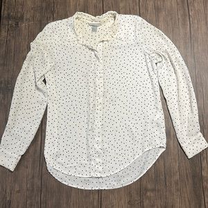 H&M Size 6 White Polkadot Button Up Blouse